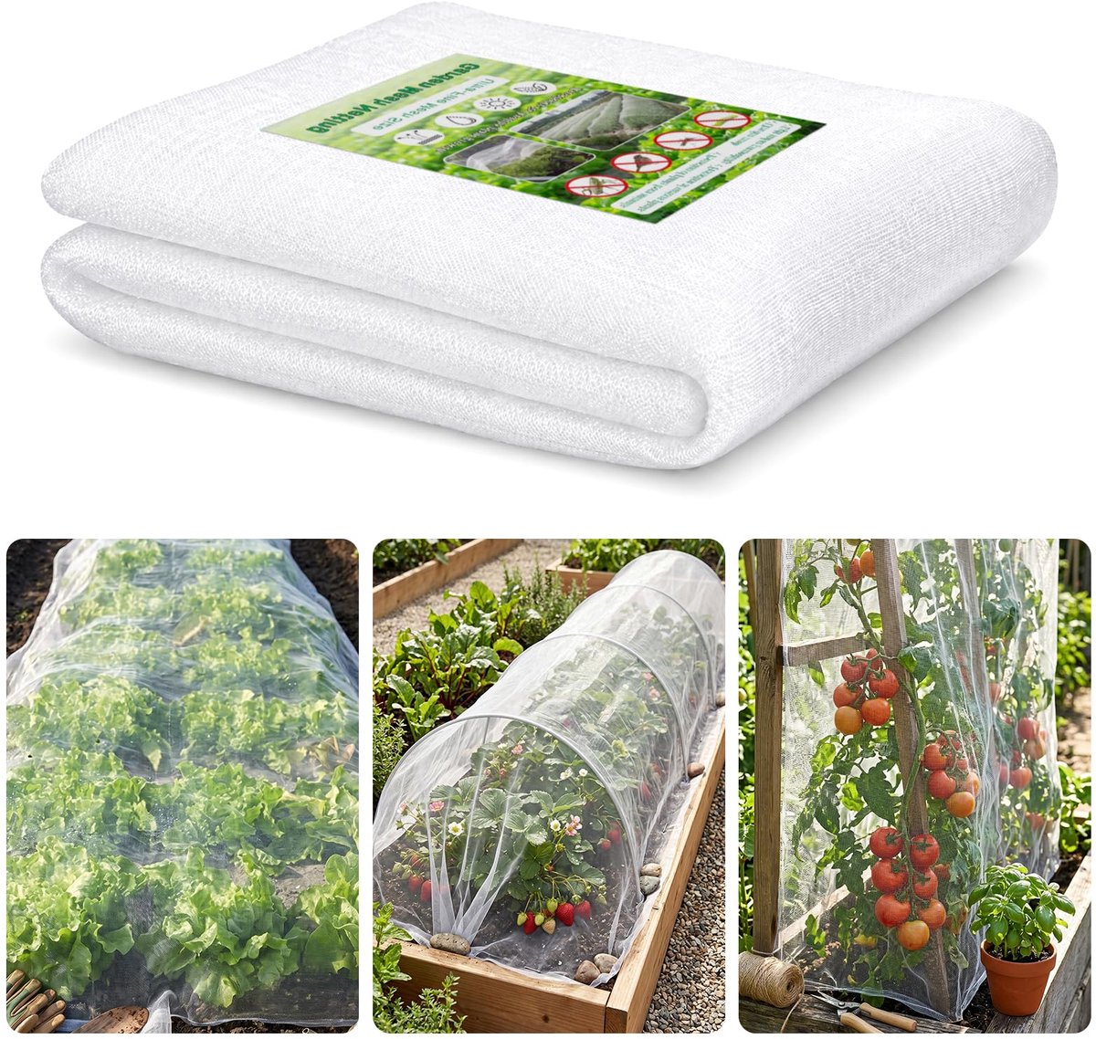 SnelShoppen - Insectengaas 3 x 6 m - Fijnmazig Tuinplantennet - Bescherming voor Groenten, Fruit en Bloemen - Blokkeert Vlinders en Vogels - Ideaal vo