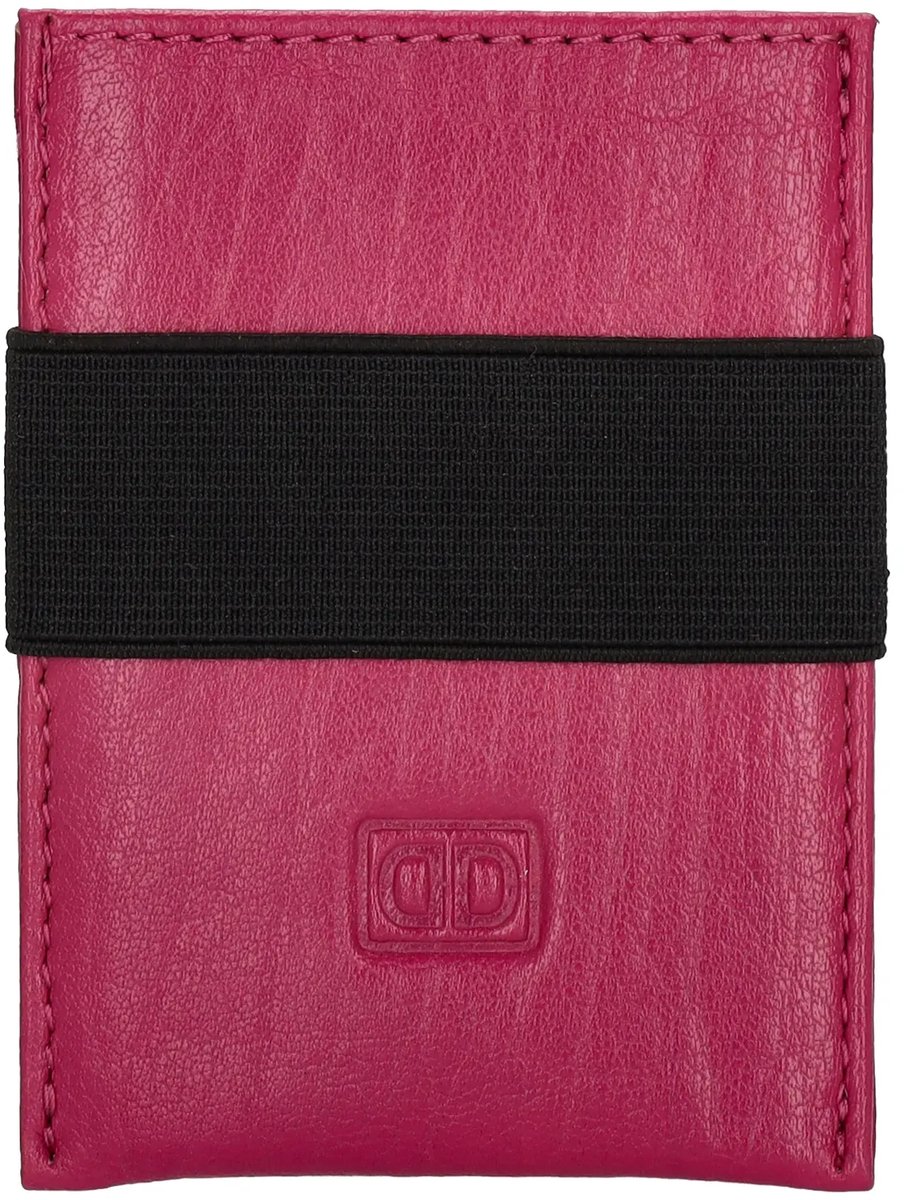 Double-D leren Creditcard houder etui - Pasjeshouder - Fuchsia