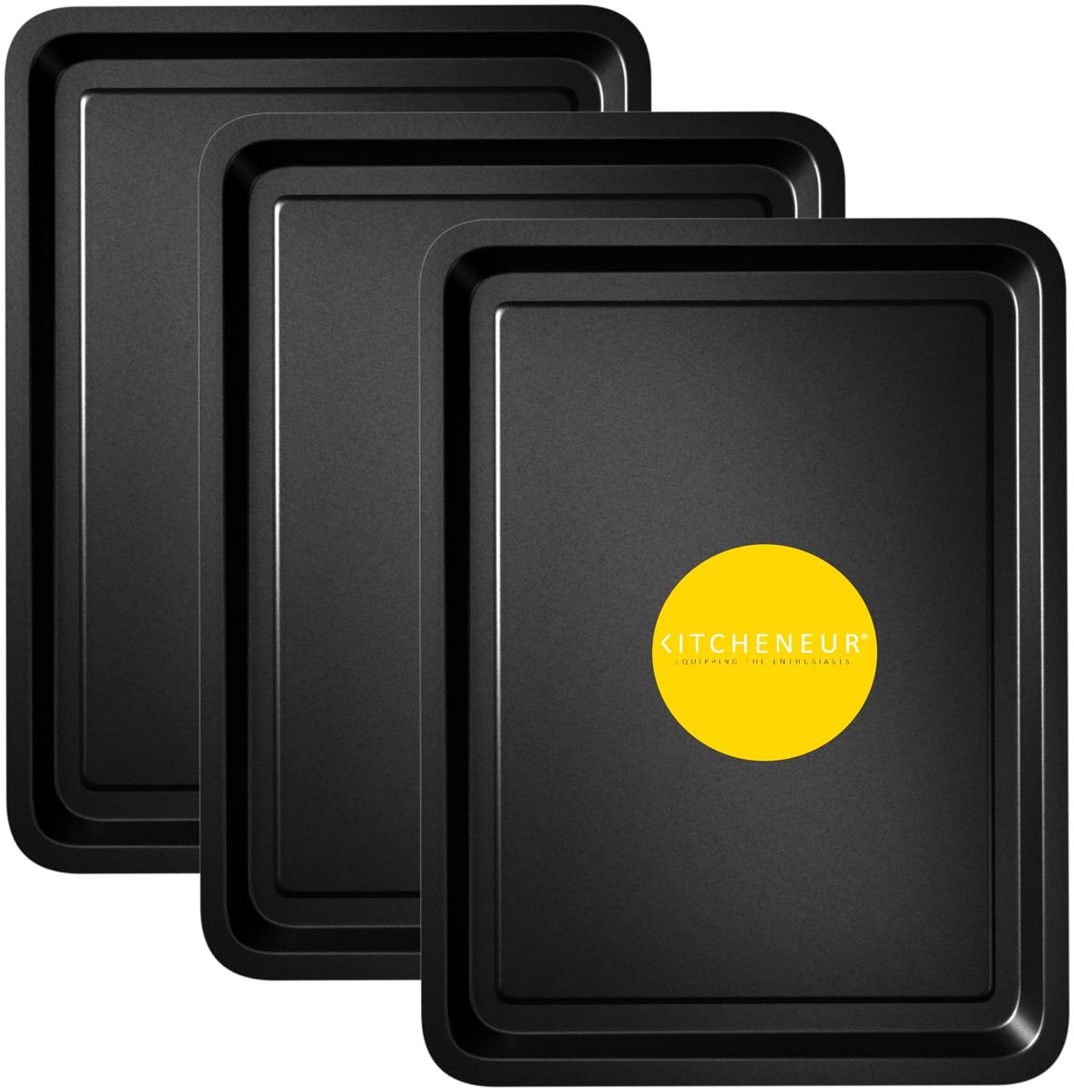 SnelShoppen - 3-Pack Essentials Bakplaat Set 32cm - Anti-aanbak Ovenpan, Vaatwasmachinebestendig, Gemakkelijk schoon te maken, Ideaal voor Bakken, Kok