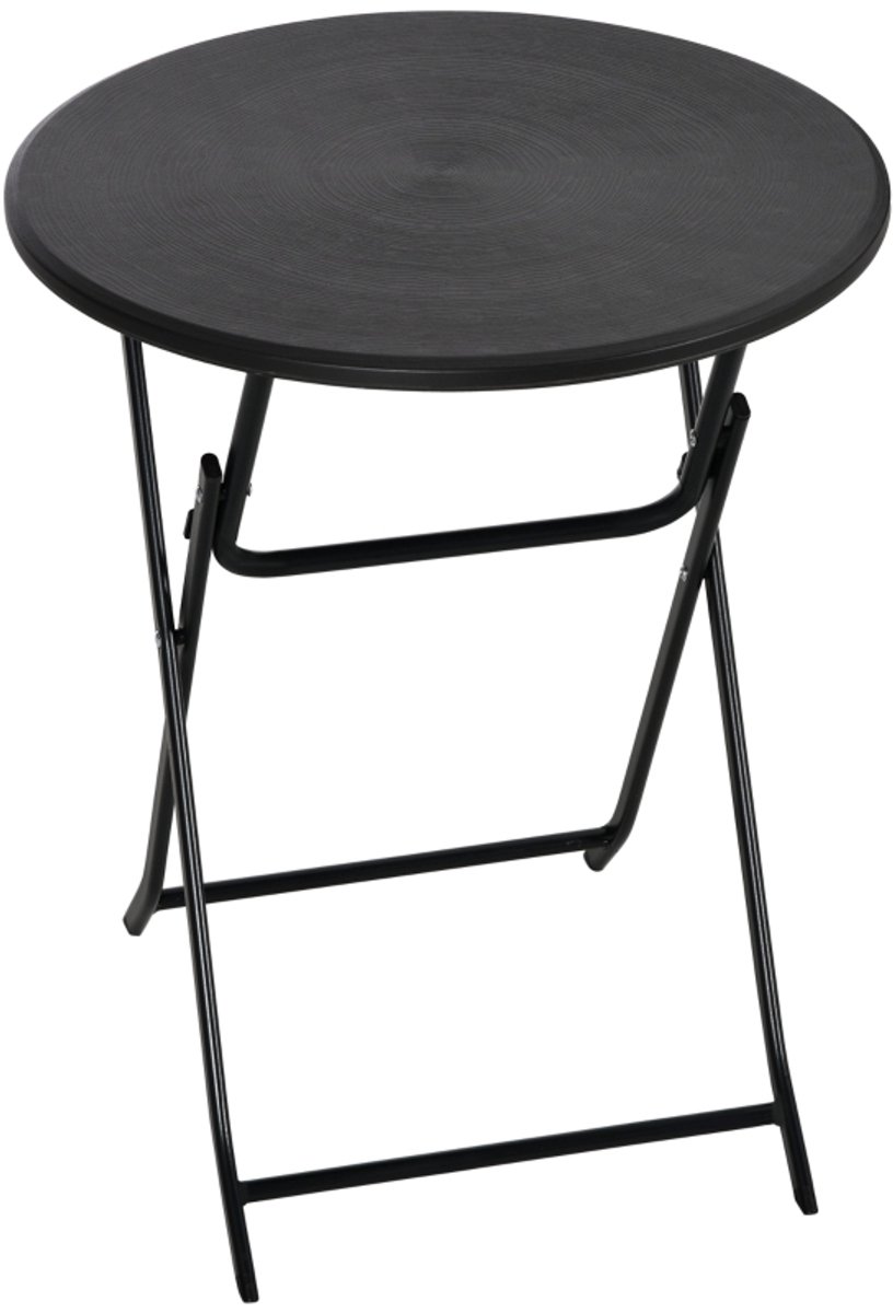 Ronde buitentafel 60 x 60 x 73 cm donkergrijs metaal, opvouwbaar ontwerp en eenvoudig op te bergen, ook te gebruiken als plantenstandaard of presentatietafel, gemakkelijk schoon te maken, voor terras, tuin, balkon en picknick