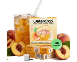 waterdrop® ICE TEA PERZIK - 36 bruistabletten - Suikervrije ijsthee met echte zwarte thee en perzik - Met natuurlijke extracten en vitamine C - Water met smaak