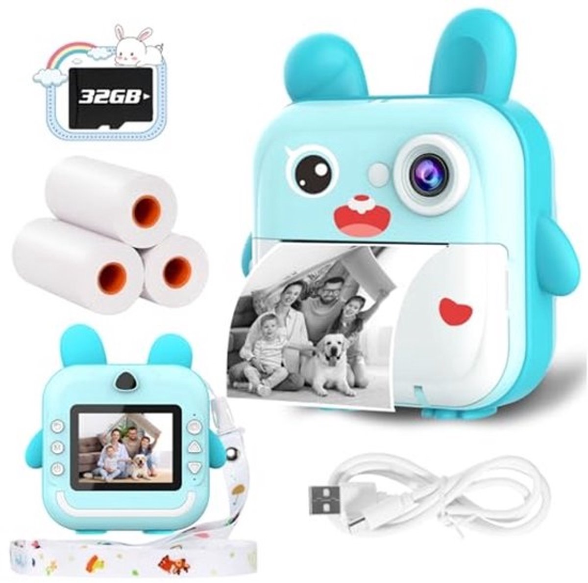 Instant Camera voor Kinderen - Digitale Afdrukcamera met 12 MP HD-lens en 1080P Video