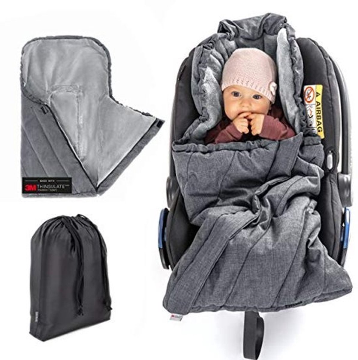 Universele Winter Voetenzak voor Autostoel | Waterafstotend en Ademend | Comfortabele Thermo Fleece Geïsoleerd met Capuchon