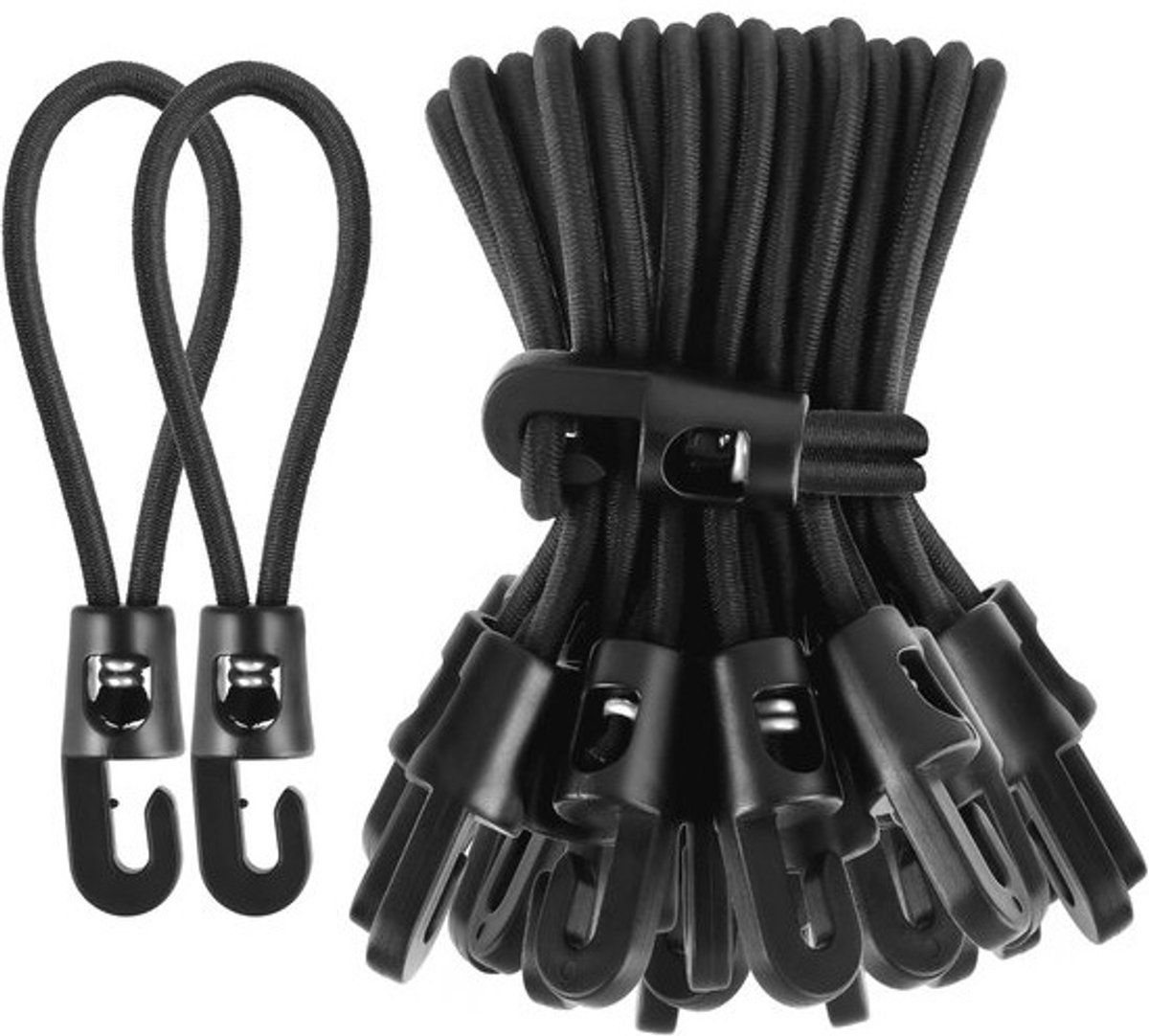 30 Stuks Spanrubber met Haken - Multifunctionele Elastische Band voor Camping en Zeilen - 10 cm