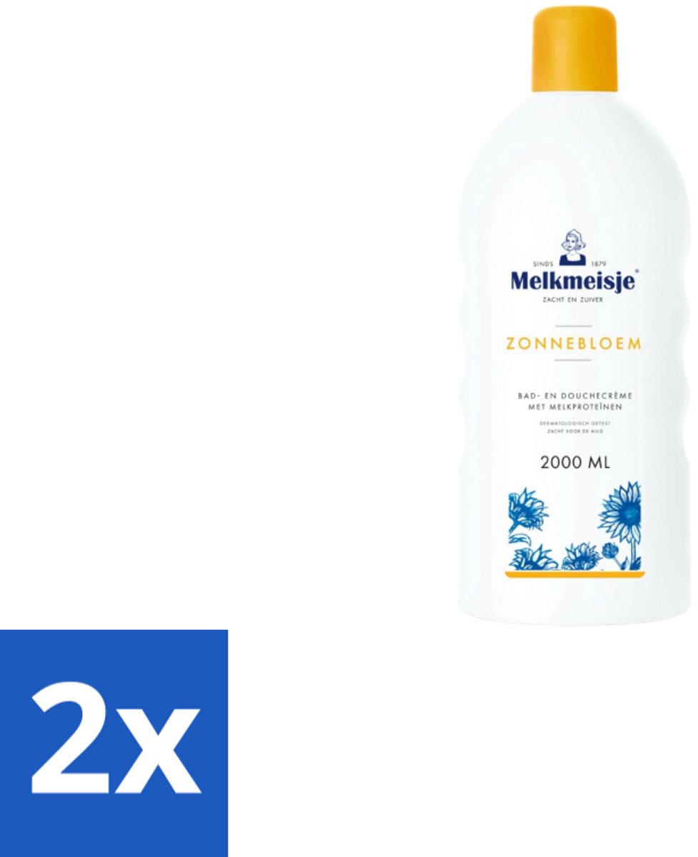 Melkmeisje – Bad & Douchecrème – Zonnebloem – 2000 ml - Voordeelverpakking - 2 stuks
