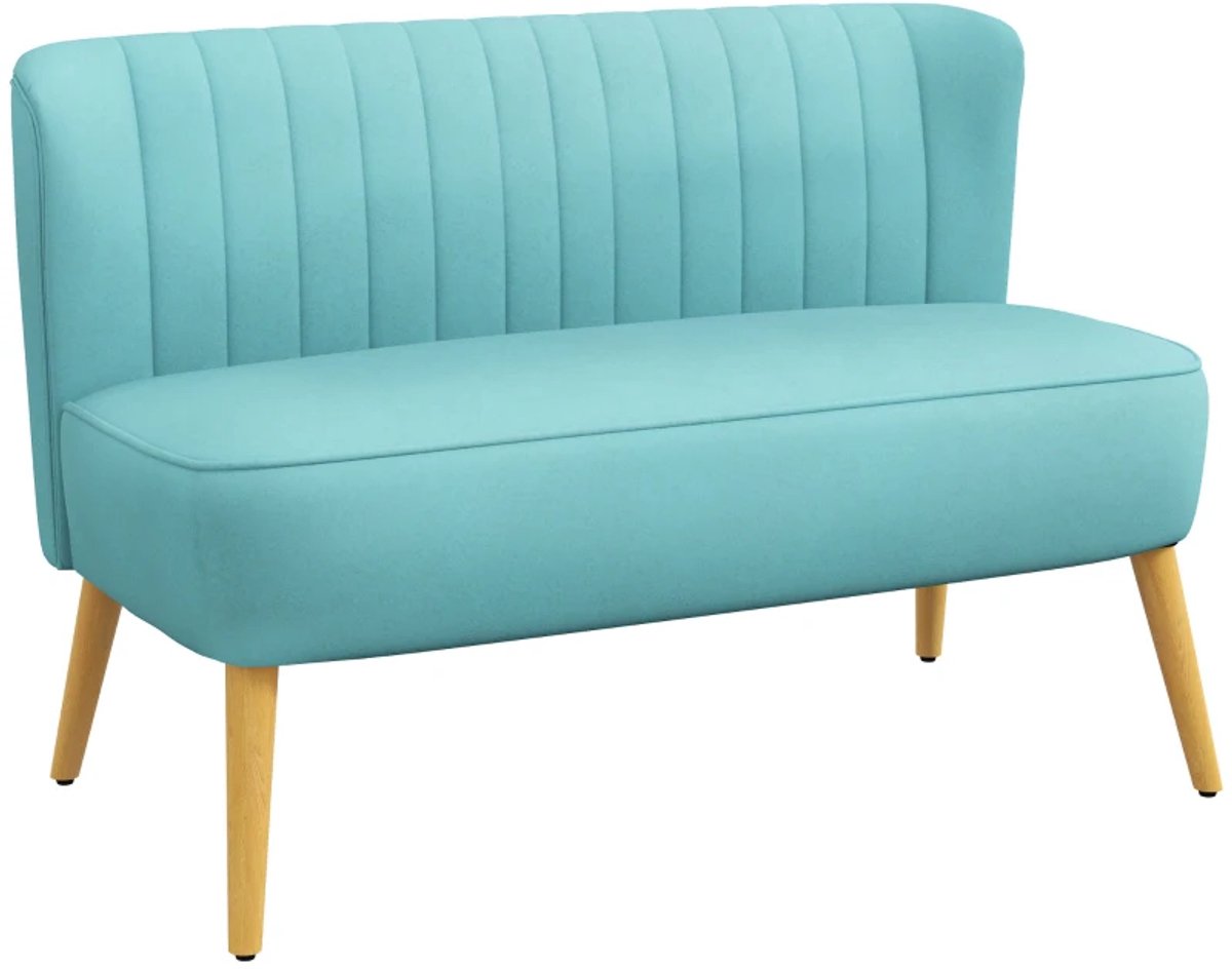 2-zitsbank Retro Design Met Houten Poten - 117 x 56,5 x 77 cm - Groen