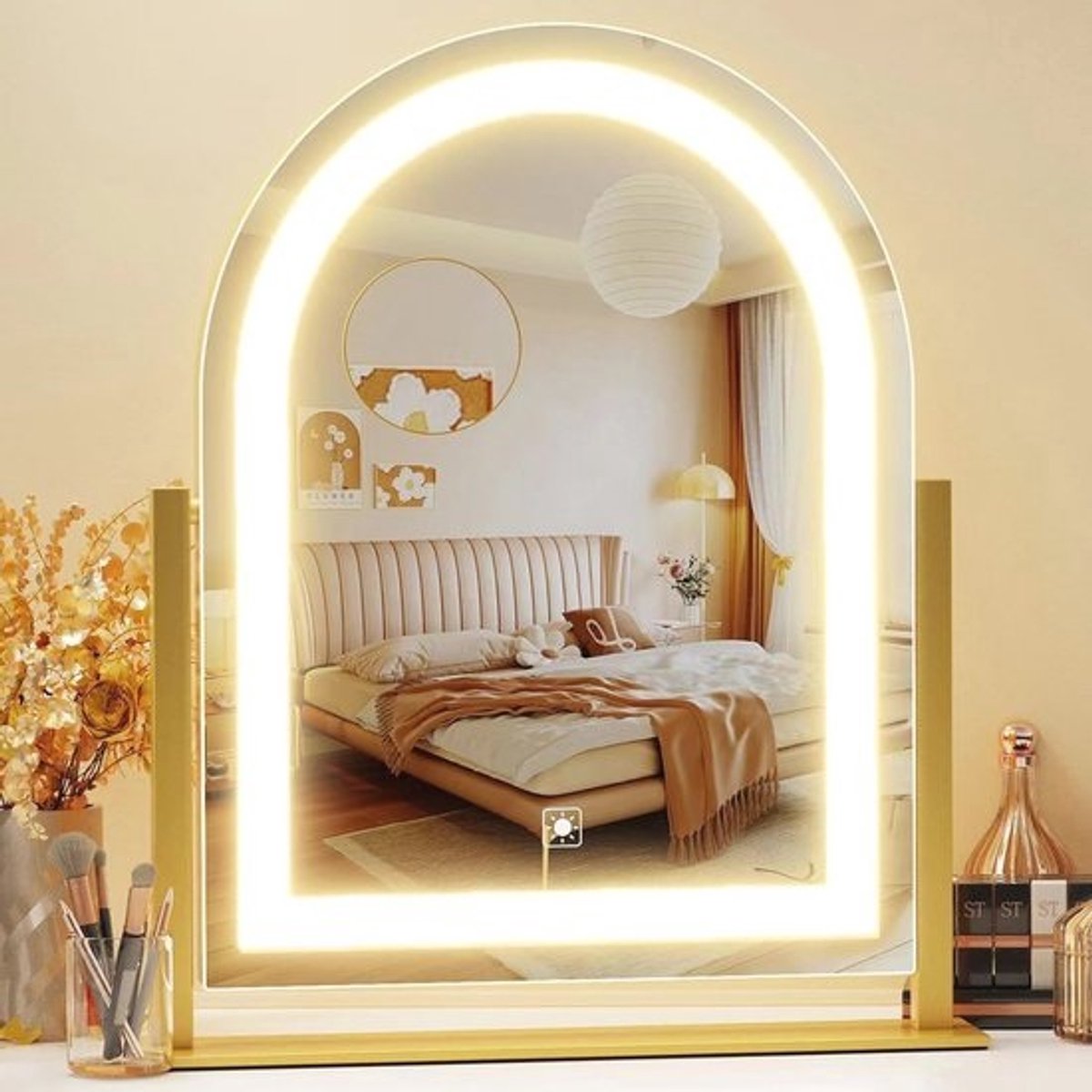 Grote LED Make-up Spiegel met Verlichting en 360° Rotatie