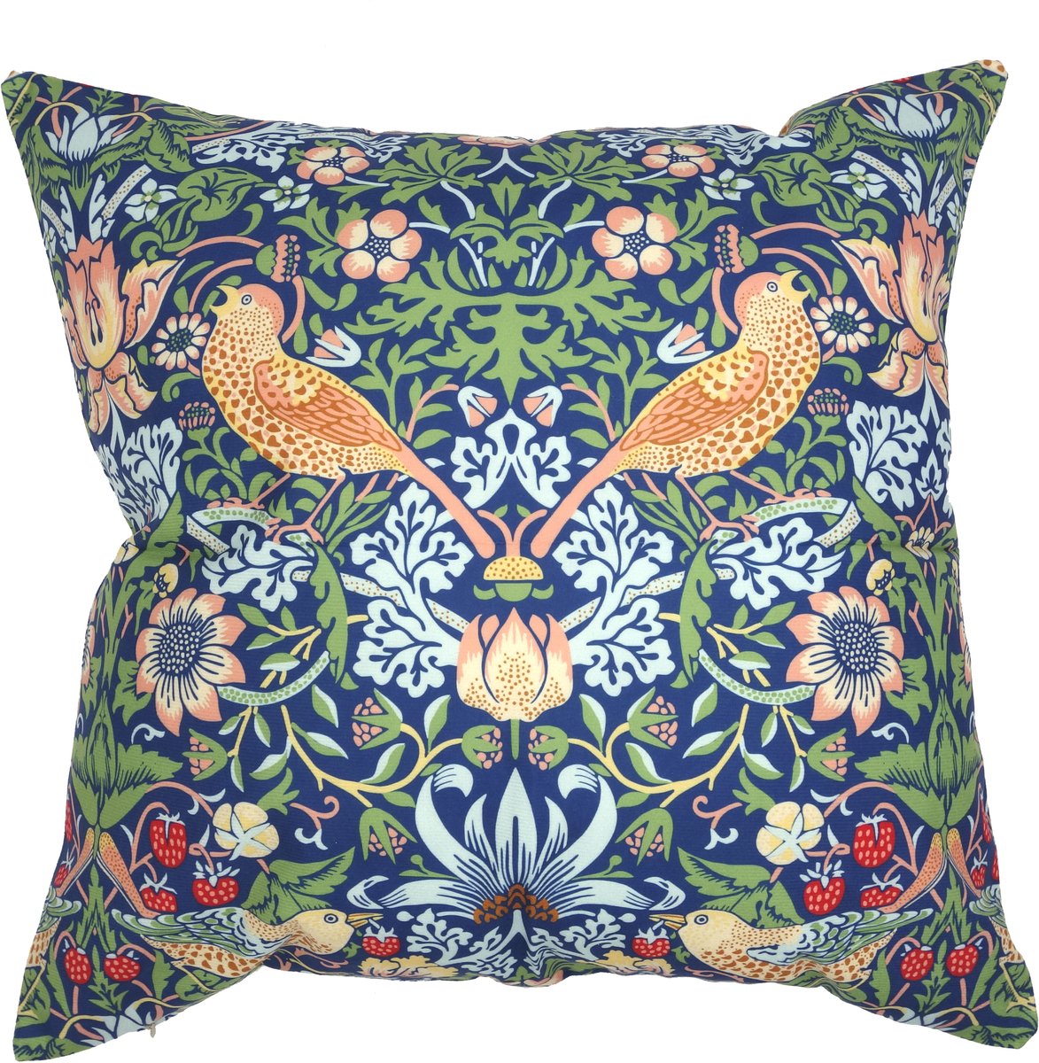 Kussenhoes Strawberry Thief - William Morris - donkerblauw - 44 x 44 cm - Exclusief binnenkussen