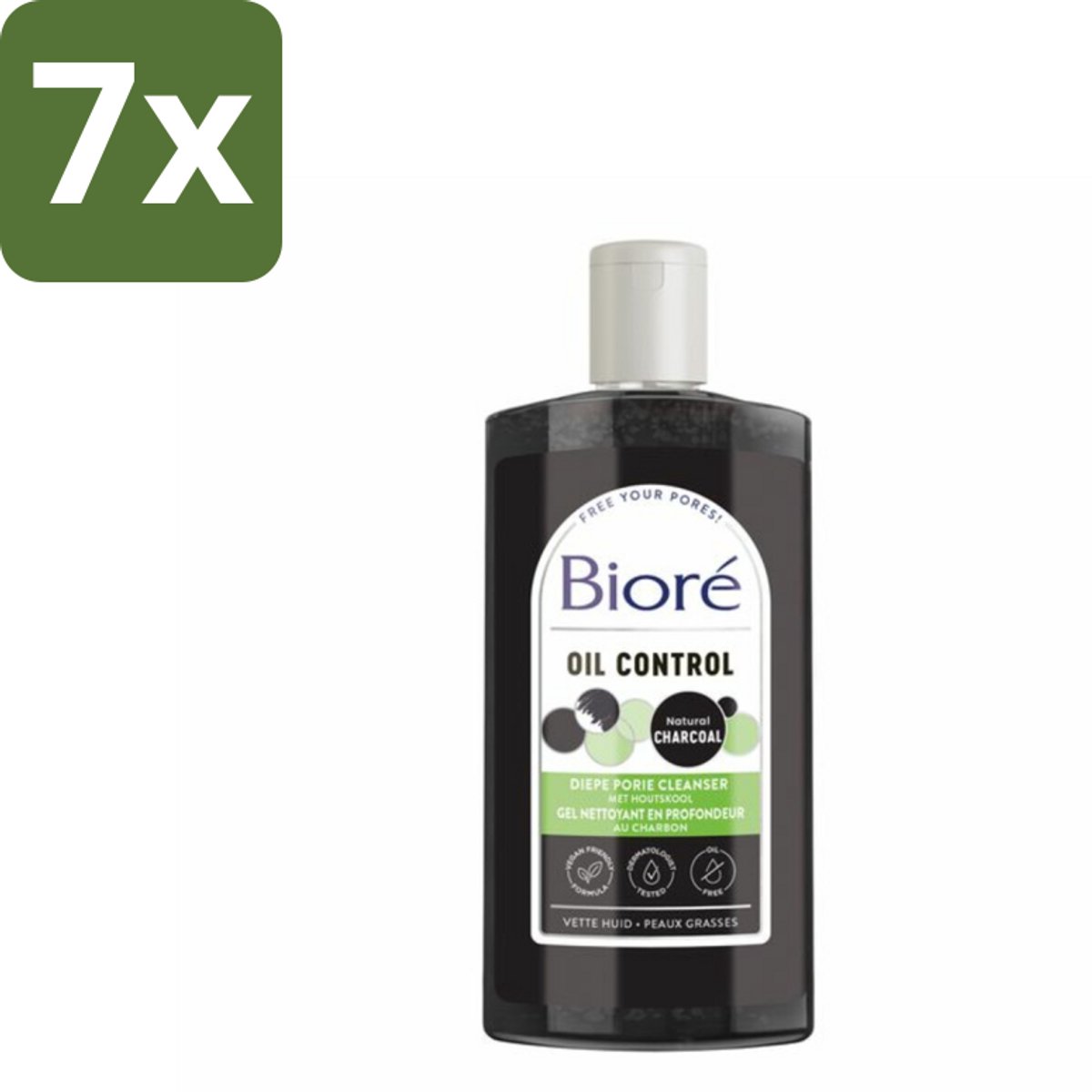 Bioré – Houtskool Reinigingsgel – Gezichtsreiniger – 200 ml - Bulkverpakking - 7 stuks