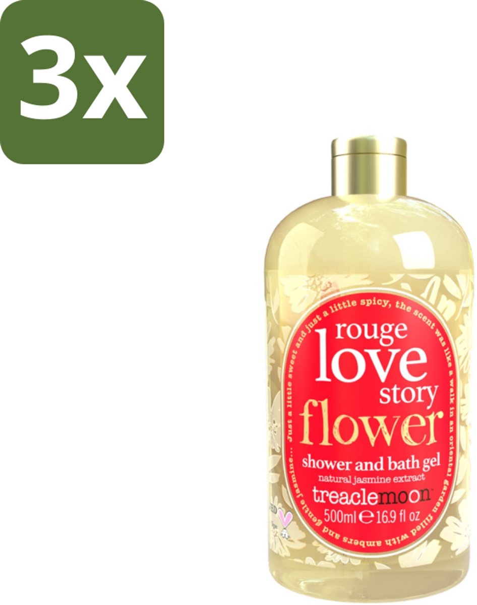 Treaclemoon – Bad- & Douchegel – Rouge Love Story – 500 ml - Bulkverpakking - 3 stuks