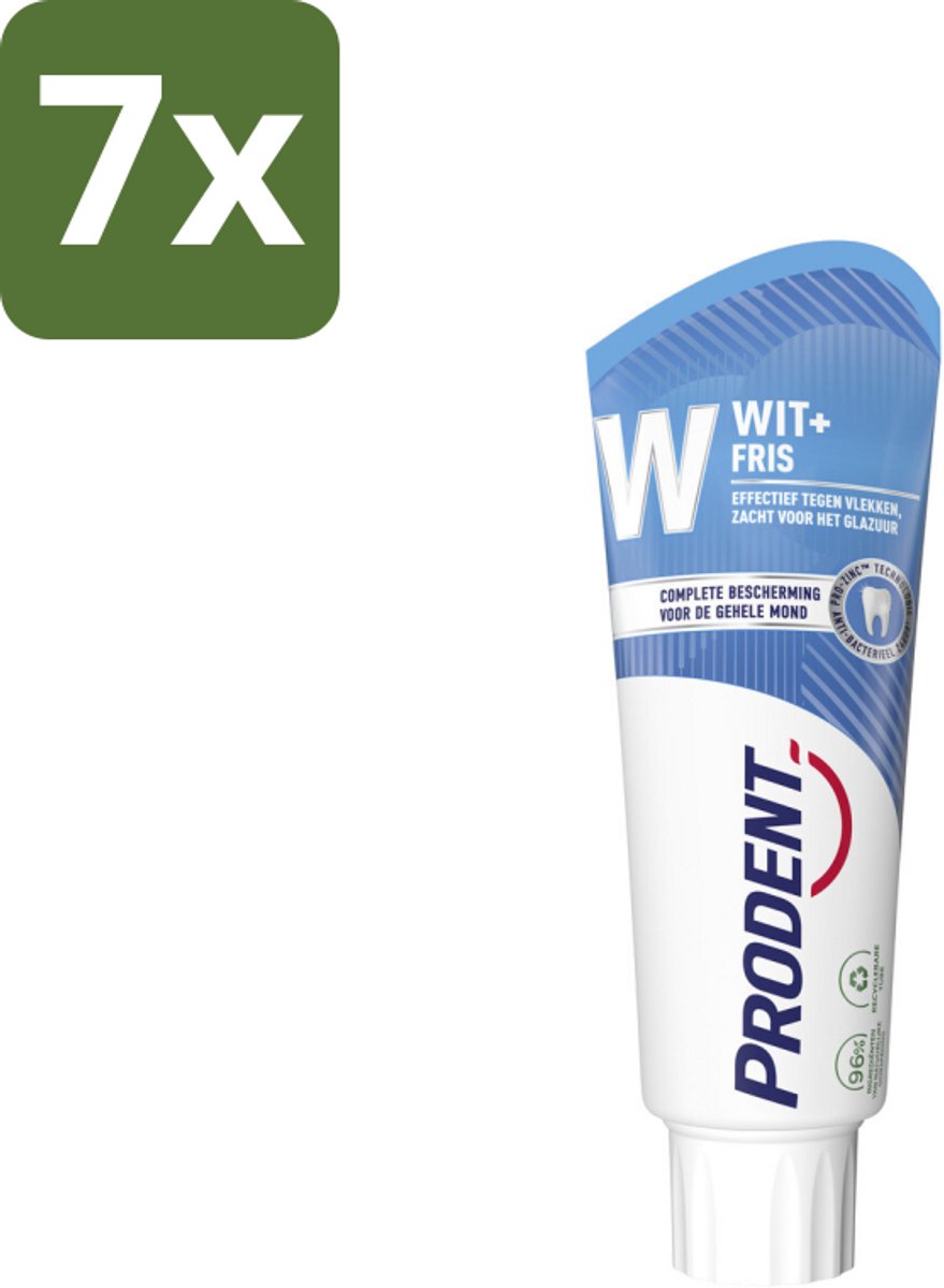 Prodent – Tandpasta – Wit + Fris – Complete Bescherming – 75 ml - Bulkverpakking - 7 stuks