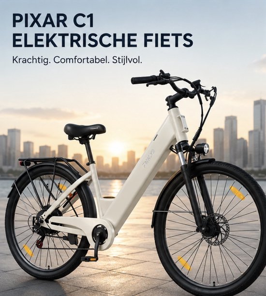 Elektrische fiets - Pixar c1 - beige - inclusief tracker - waterdichte stepgo tracker houder - 25 km/h | — afbeelding 2