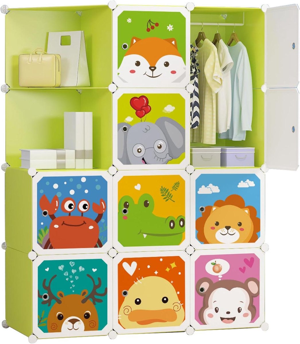 Modulaire Kledingkast - Opbergrek Kinderen - Ruimte Organiseren - Waterdicht & Makkelijk Schoon - 140x105 cm - Met Dierprint