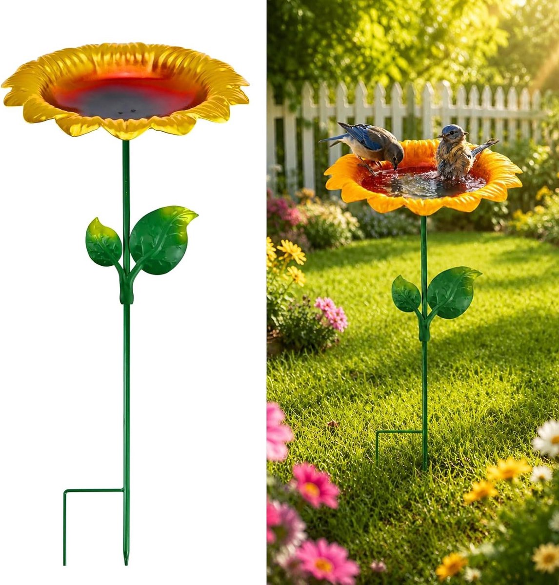 Vogelbad Tuin - Waterbad Vogels - Vogels Voeren - Vorstbestendig Ontwerp - 20 cm Breed - Zonnebloemkleur