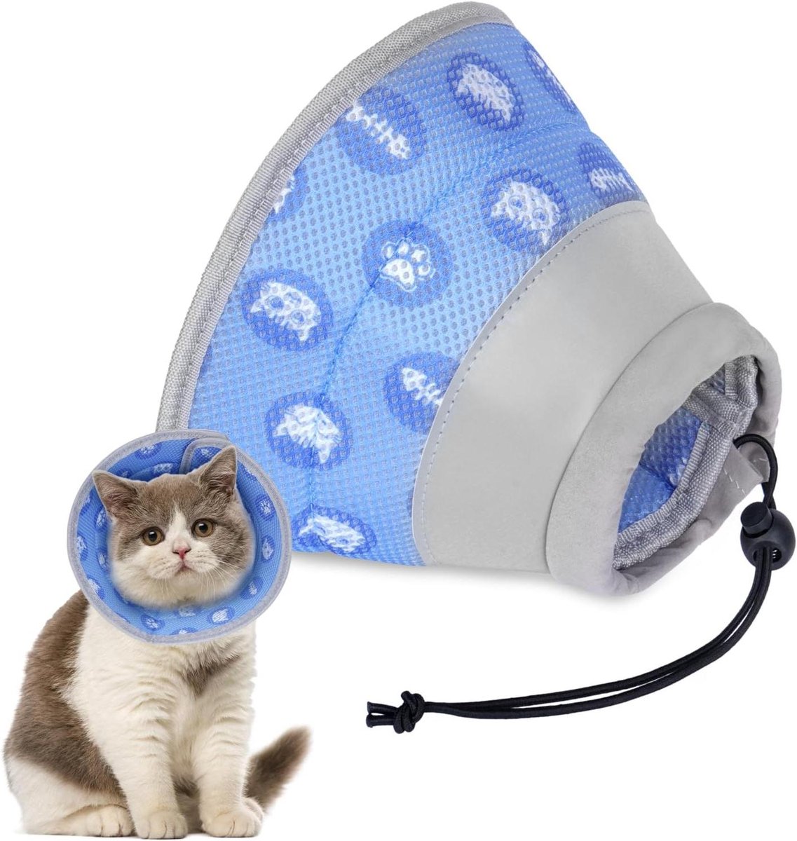 Huisdier Halsband - Herstelkraag Kat - Bescherming Wonden - Verstelbaar Zacht Materiaal - M 17-24.5cm - Blauw