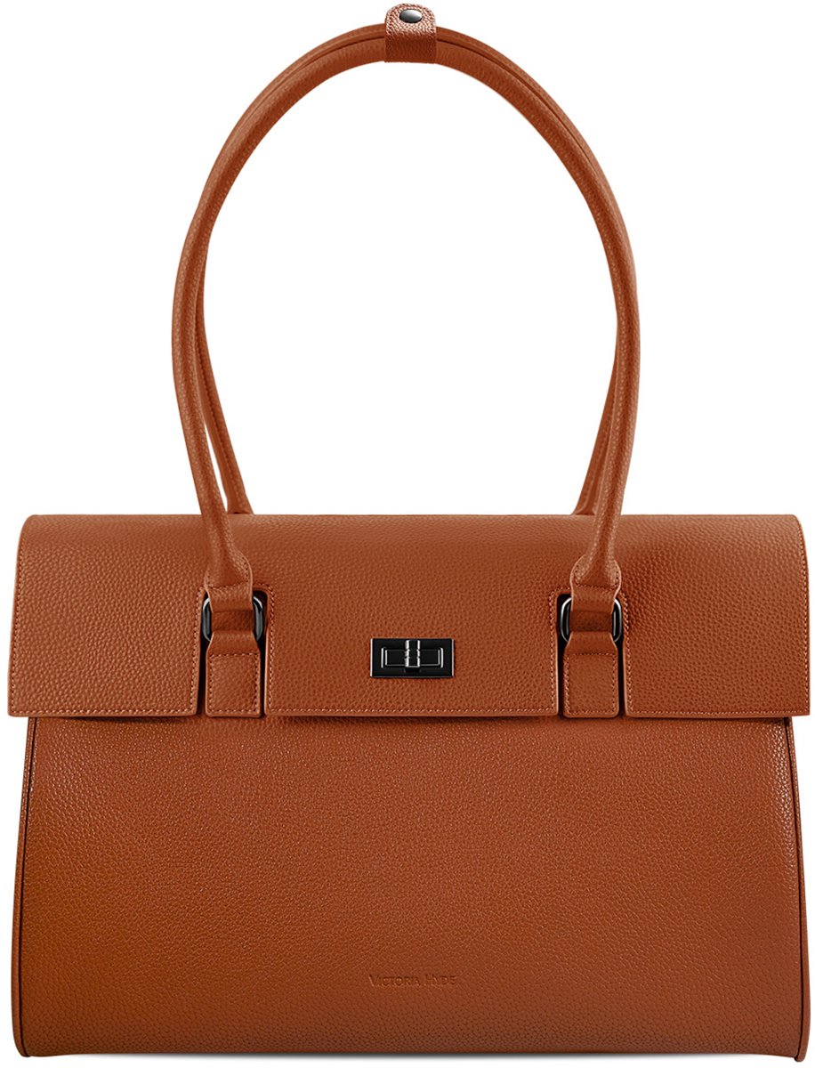 Victoria Hyde "Jolene" - Dames Tassen - Schoudertas - Shopper 16 inch laptopvak - Tote Bag - Trolleyband - businesstas - Waterafstotend en Krasbestendig – Werktas met Veelzijdige Vakken - functioneel - geschikt voor werk en reizen- bruine