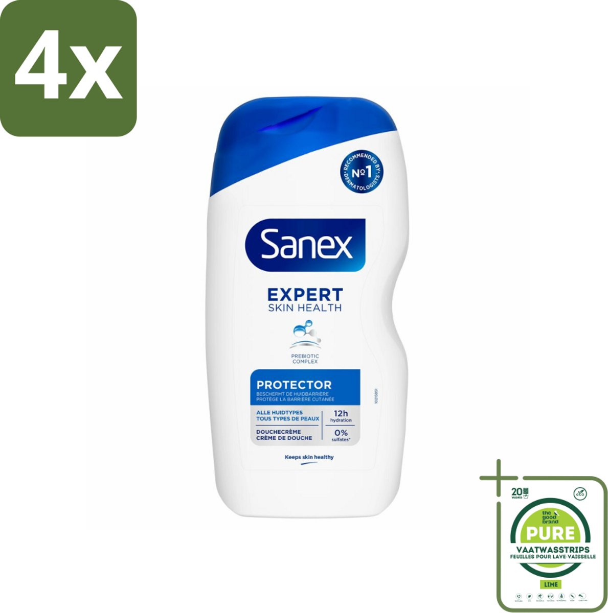 Sanex Douchecrème Expert Skin Health Protector 400 ml - Voordeelverpakking - 4 stuks - Sanex - Douchecrème