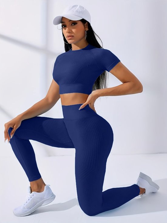 Currero Pilates Pak Dames - Yoga - Buttshaper - Gym - Fitness - Butt Lift - Bil Vergrotend - Heup Liftend - Yogakleding - Donkerblauw XS — afbeelding 2