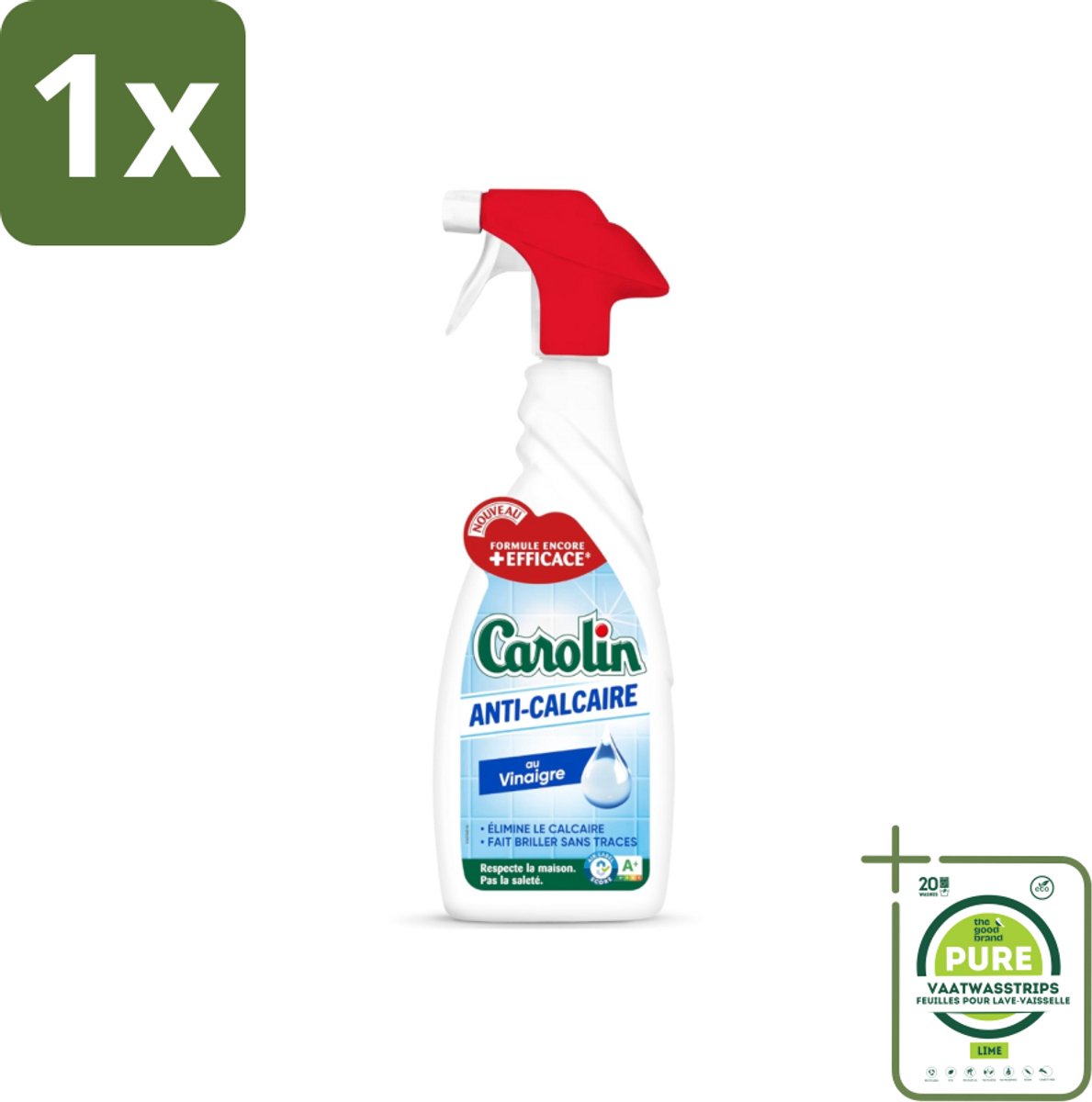 1 x Carolin - Badkamerreiniger - Anti-Kalk Spray - 650 ml - Badkamerreiniger - Kalkverwijderaar - Anti-kalk Spray - Badkamer Schoonmaken - Badkameroppervlakken