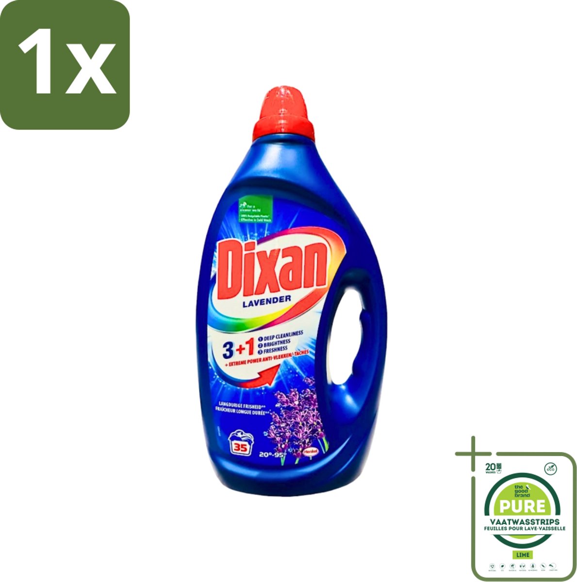 1 x Dixan - Vloeibaar Wasmiddel en Vlekverwijderaar - Witte en Gekleurde Was - Lavendel - 35 Wasbeurten - Wasmiddel - Vloeibaar Wasmiddel - Vlekkenverwijderaar - Lavendelgeur - Wasmiddel Lavendel