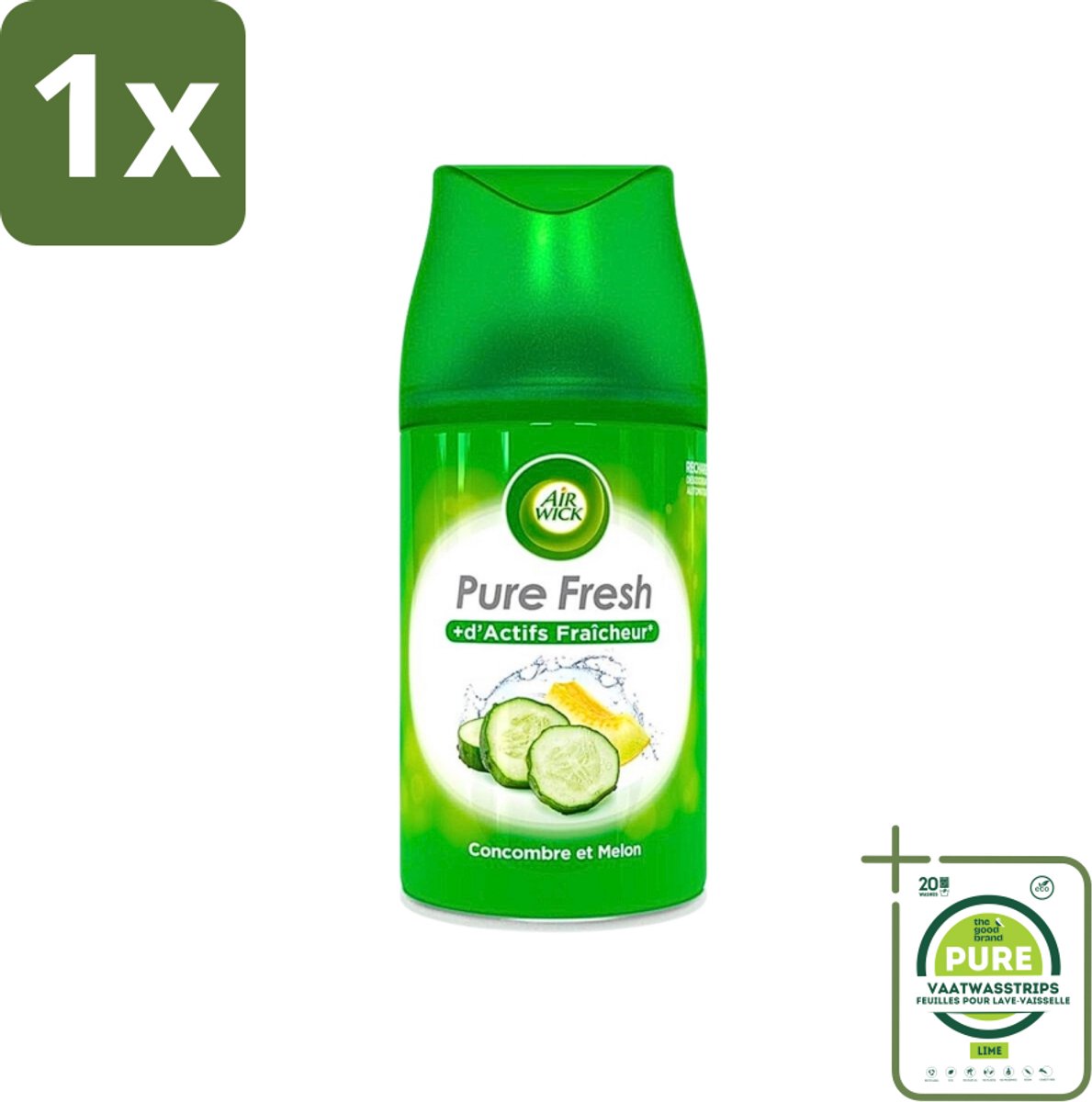 1 x Air Wick Freshmatic - Luchtverfrisser Navulling - Pure Fresh Komkommer - 250ml - Luchtverfrisser - Geurverspreider - Air Wick - Komkommergeur - Frisse Geur