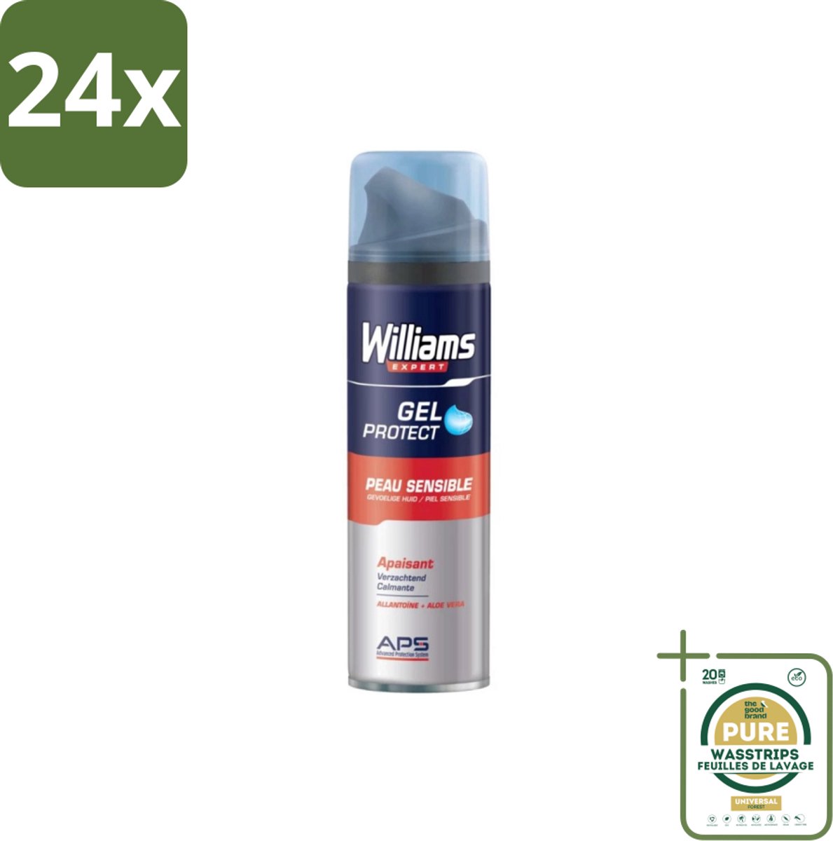 Williams - Expert - Scheergel - Gevoelige Huid- 200 ml - Voordeelverpakking - 24 stuks - Scheergel voor mannen - Scheergel voor vrouwen