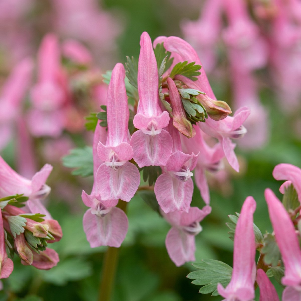 Green boutiQ - 80x Corydalis Beth Evans - Helmbloem Beth Evans - Wit en Paars - Verwilderingsbol - Bolmaat 6/+