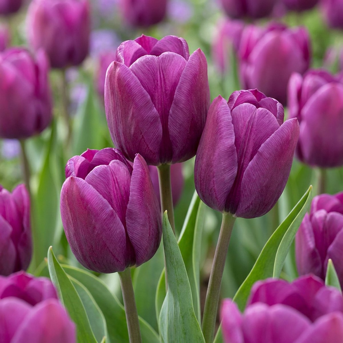 Green boutiQ - 120x Tulipa Triumph Purple - Triomftulp - Paars - Voorjaarsbloeier - Bolmaat 11/12