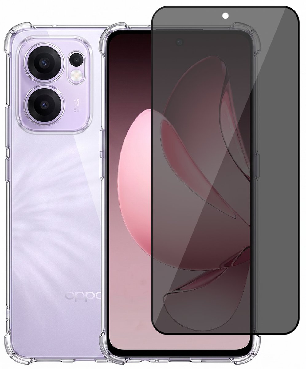 Hoesje geschikt voor Oppo Reno 13F / 13 FS – CrystalClear Back Cover – Schokbestendig – Privacy Screenprotector Full Cover