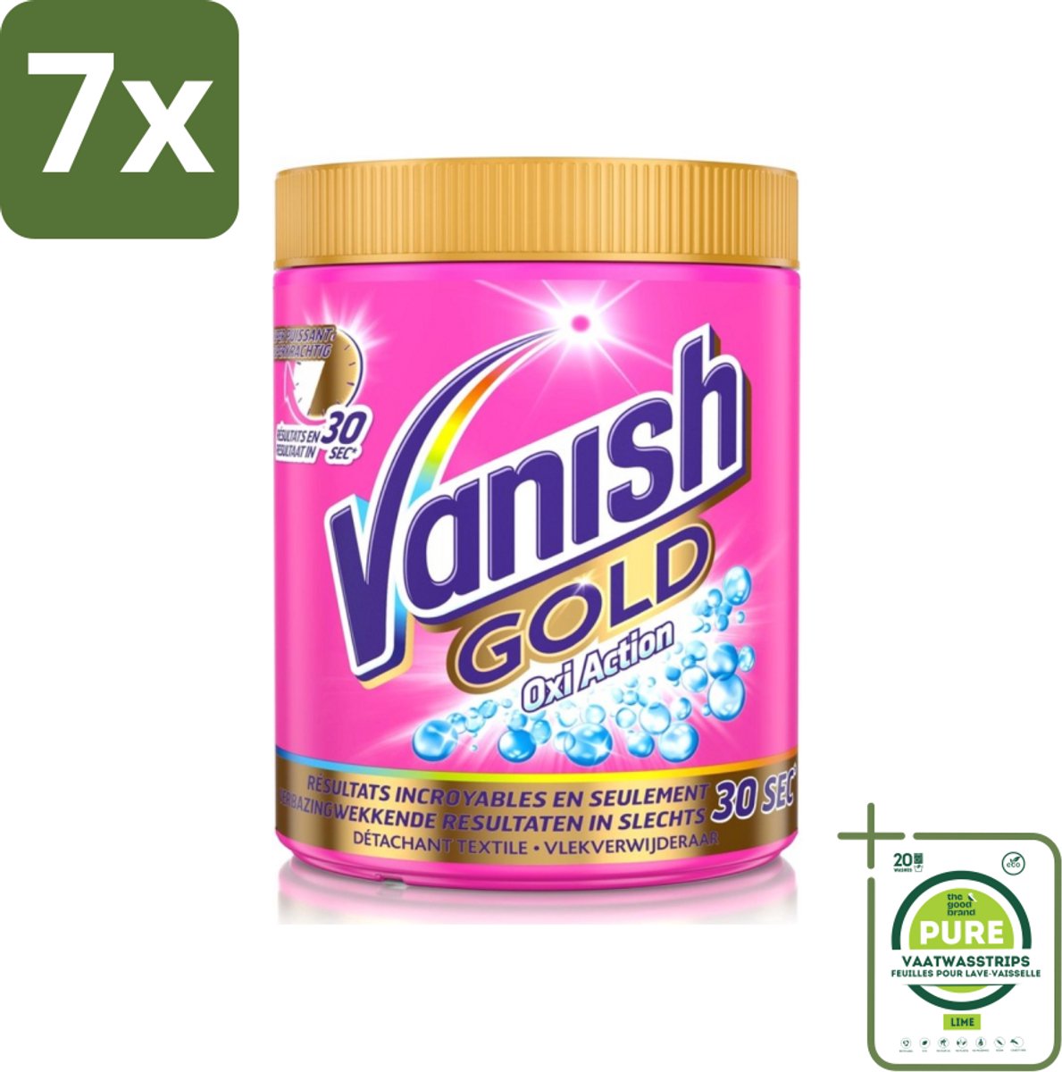 7 x Vanish Gold Oxi Action - Vlekkenverwijderaar Poeder - Gekleurde Was - 1050 Gram - Grootverpakking - Vlekkenverwijderaar - Vlekkenpoeder - Gekleurde Was - Hardnekkige Vlekken - Vlekken Verwijderen