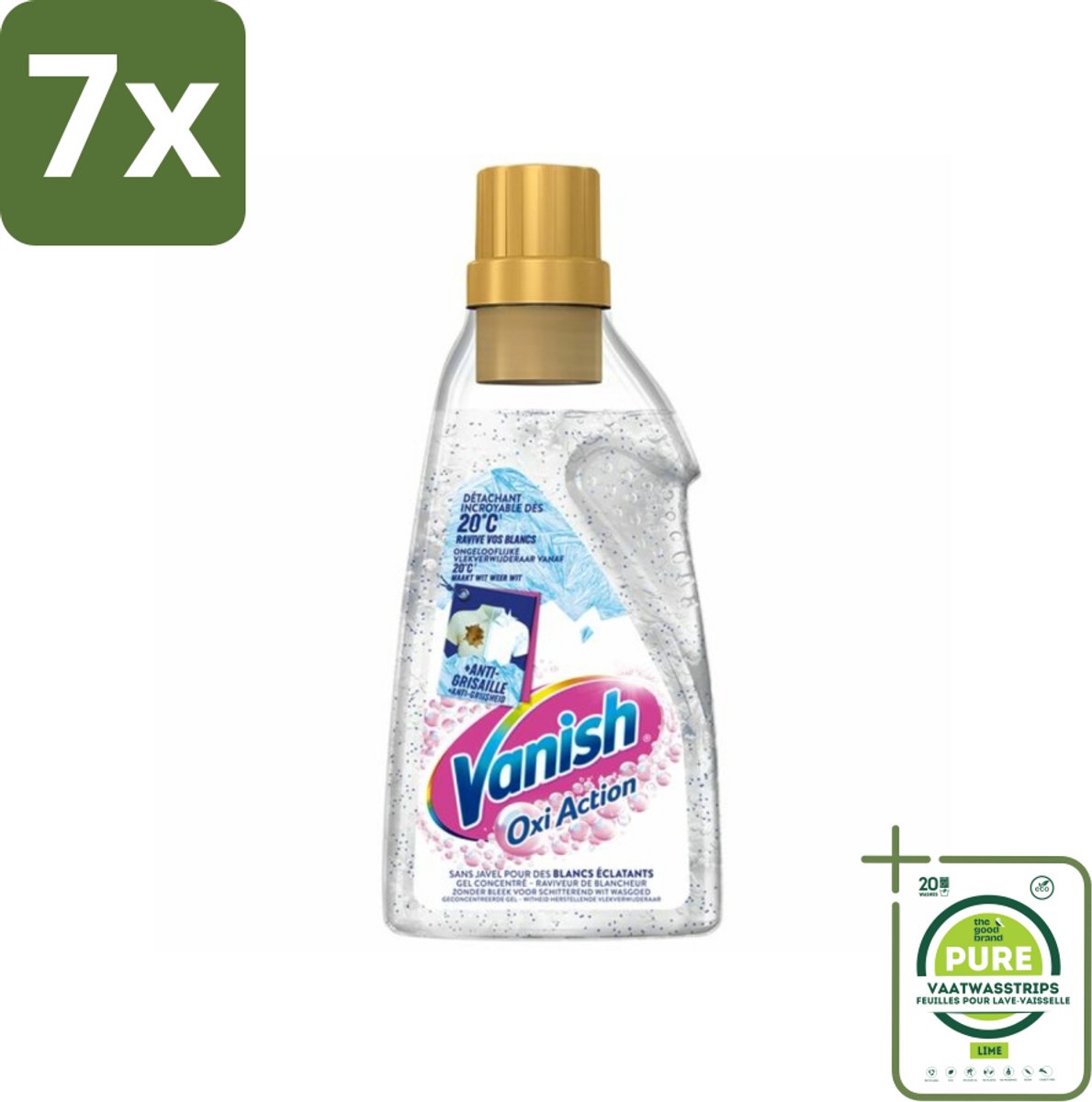 7 x Vanish Oxi Action - Vlekkenverwijderaar Gel - Zonder Bleek - Witte Was - 15 Wasbeurten - Grootverpakking - Vlekkenverwijderaar - Wasverbeteraar - Witte Was - Wasgel - Vlekken Verwijderen