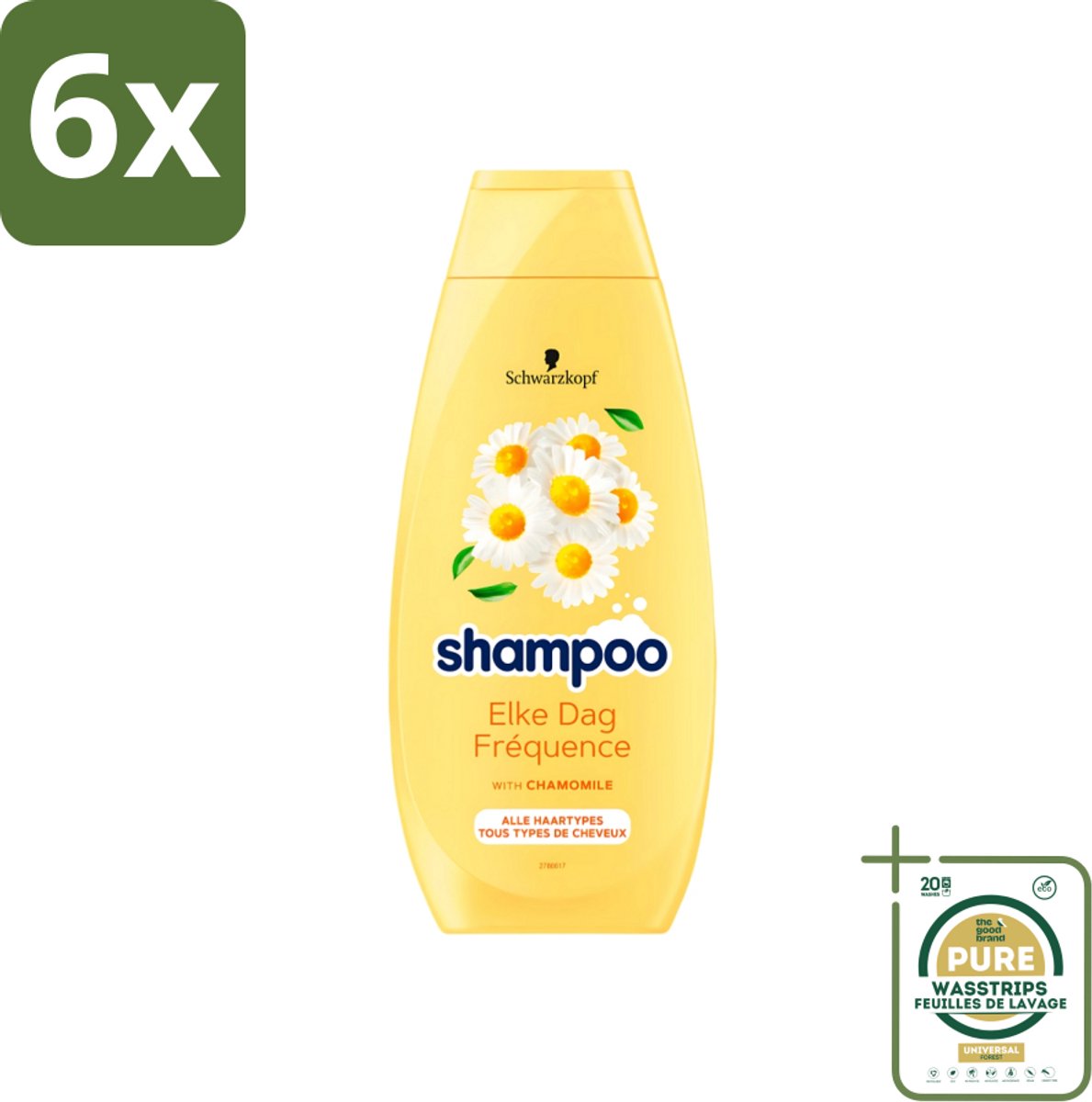 Schwarzkopf - Shampoo - Elke dag - Kamille - Alle types haar - 400 ml - Voordeelverpakking - 6 stuks - Shampoo voor alle haartypes - Milde shampoo