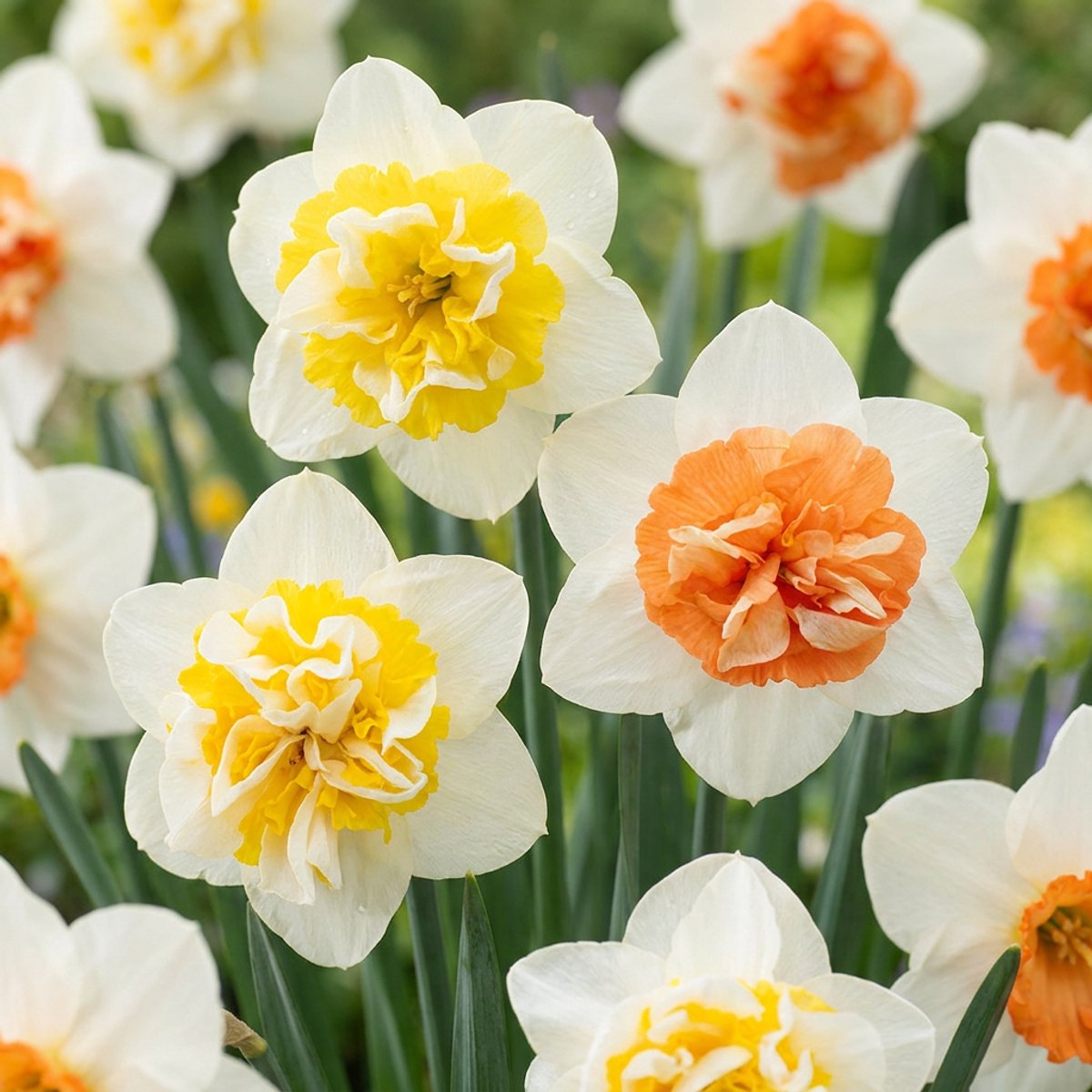 Green boutiQ - 40x Narcis Macaron Bloss - Narcissus Macaron Bloss - Wit en Geel - Voorjaarsbloeier - Bolmaat 12/14