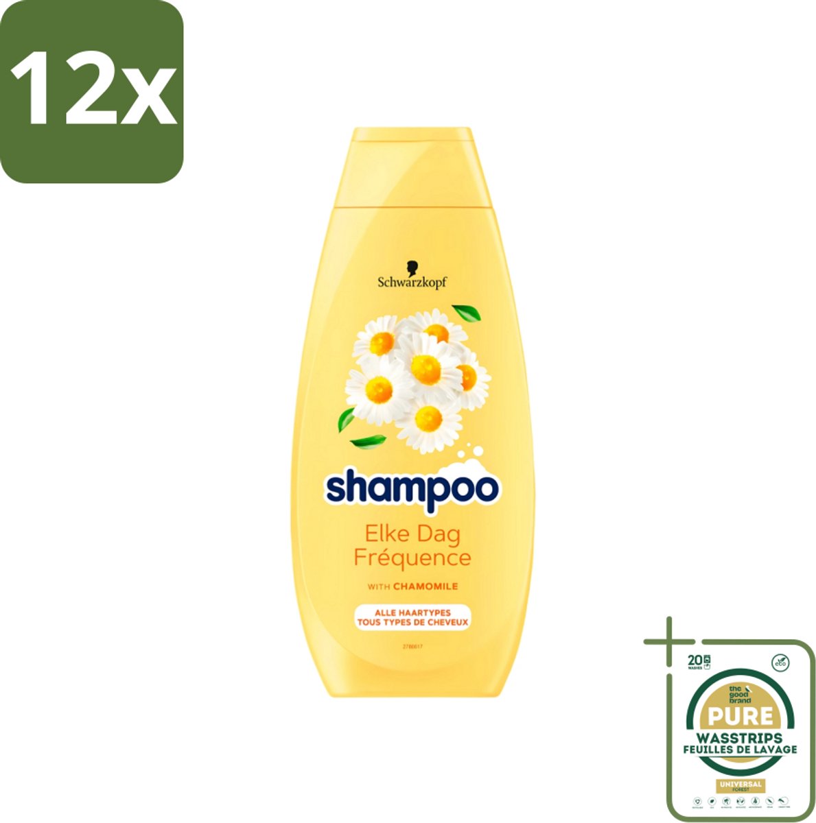 Schwarzkopf - Shampoo - Elke dag - Kamille - Alle types haar - 400 ml - Voordeelverpakking - 12 stuks - Shampoo voor alle haartypes - Milde shampoo