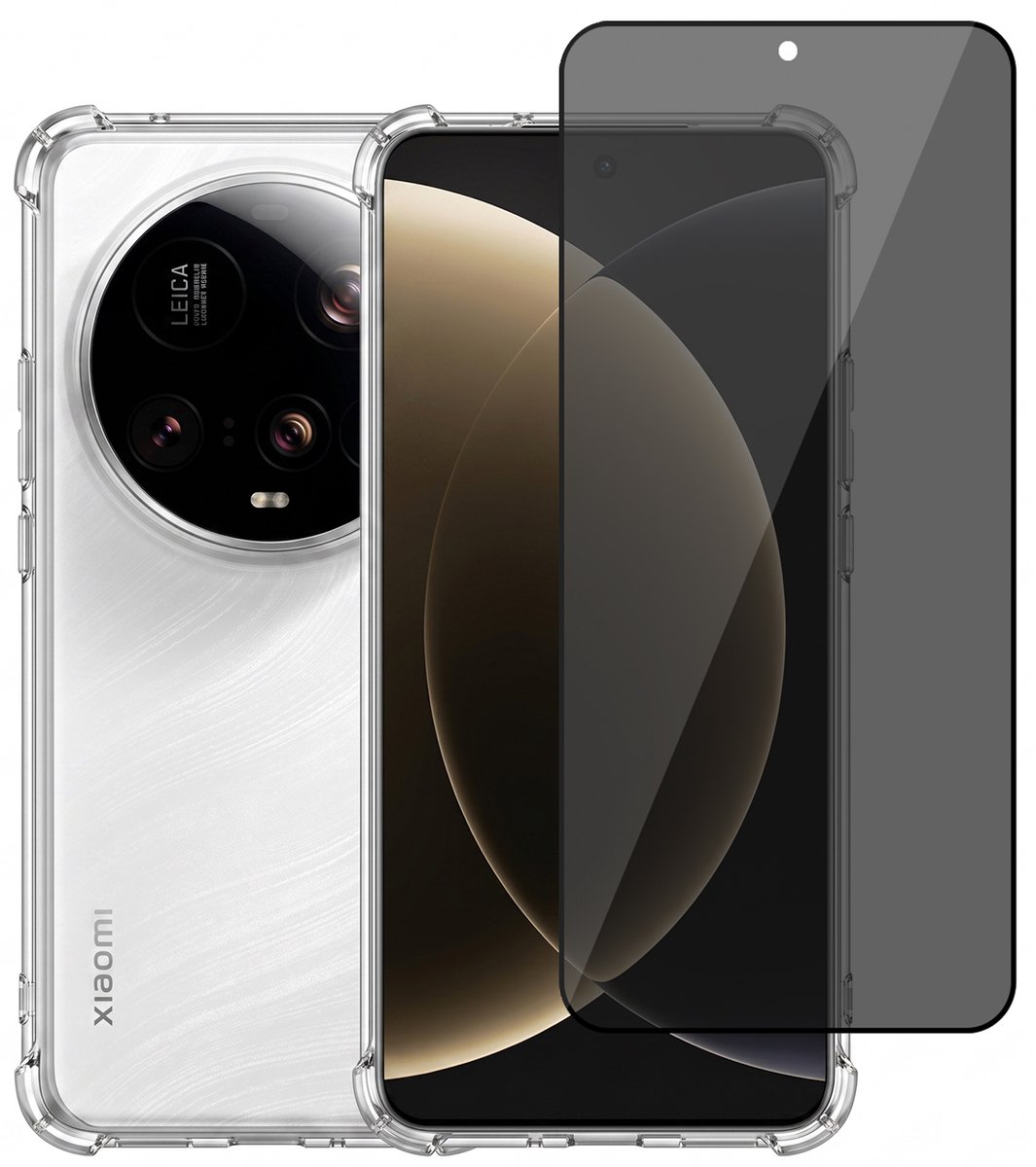 Hoesje geschikt voor Xiaomi 15 Pro / 15 Ultra – CrystalClear Back Cover – Schokbestendig – Privacy Screenprotector Full Cover