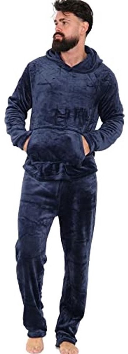 Zachte Warm Vlies Pyjama voor Volwassenen met Capuchon en Lange Mouwen - 2 Stuks Geschenk Set (S-2XL)