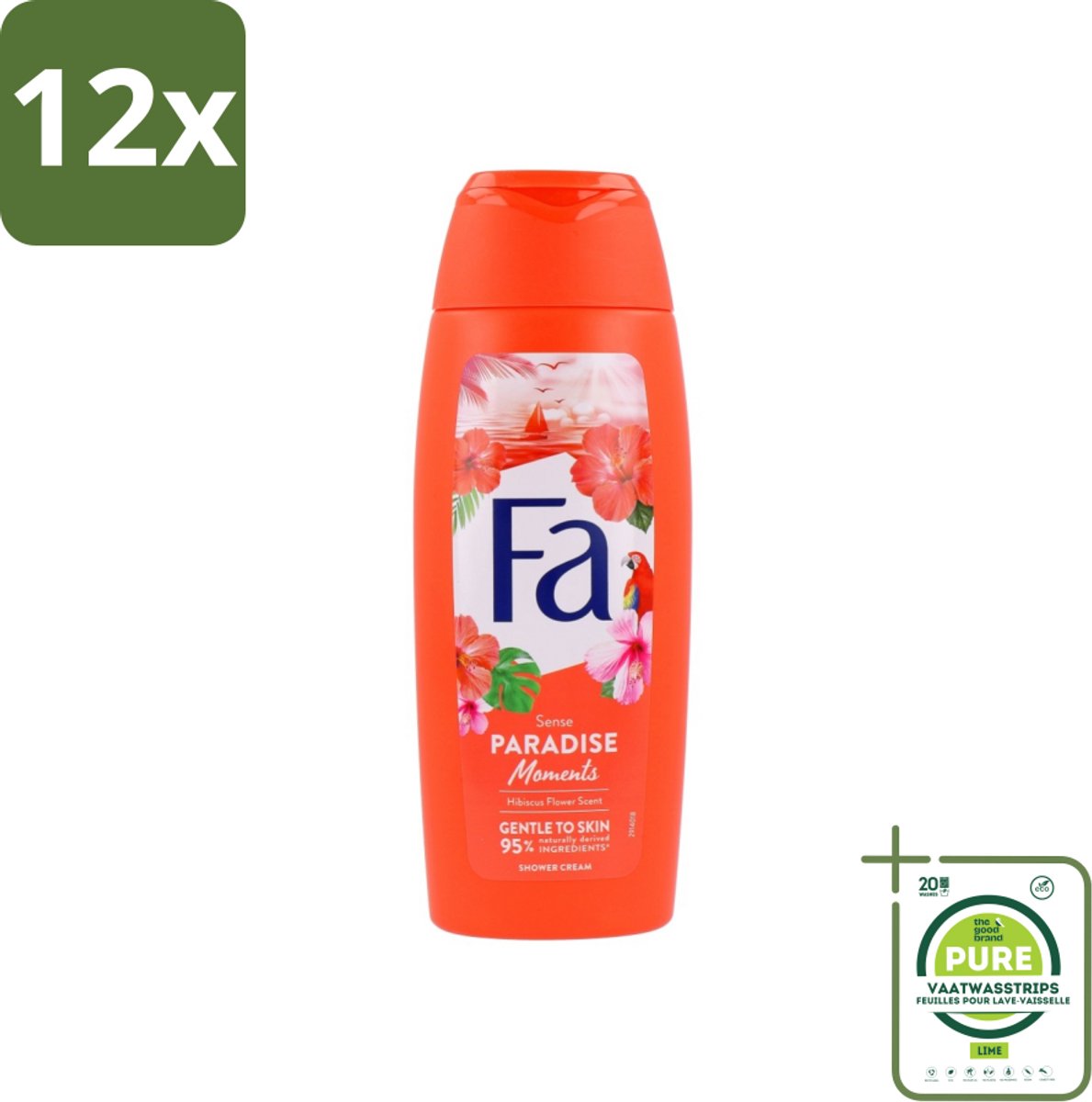 Fa - Paradise Moments - Douchecrème - Hibiscusbloem - 250 ml - Voordeelverpakking - 12 stuks - Douchecrème - Hibiscus