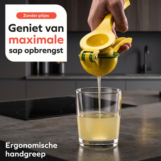 AMJO Premium Citroenpers - Citruspers - Limoenpers - Lemon Squeezer - Fruitpers - Sinaasappelpers - Geel van AMJO — afbeelding 2