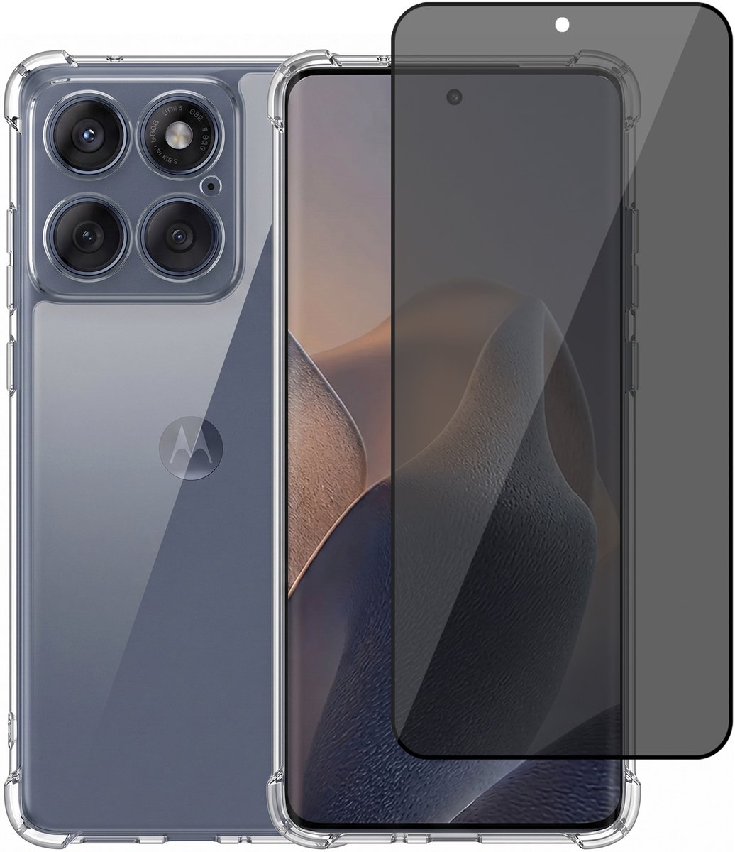 Hoesje geschikt voor Motorola Moto Edge 60 / 60 Fusion – CrystalClear Back Cover – Schokbestendig – Privacy Screenprotector Full Cover