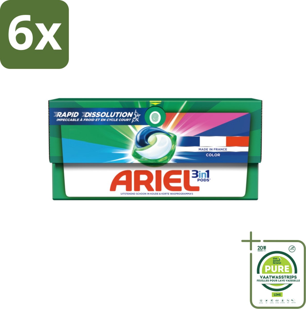 Ariel Color - Wasmiddelcapsules - 3in1 Pods - Gekleurde Was - 19 Wasbeurten - Voordeelverpakking - 6 stuks - Wasmiddel capsules - Wascapsules