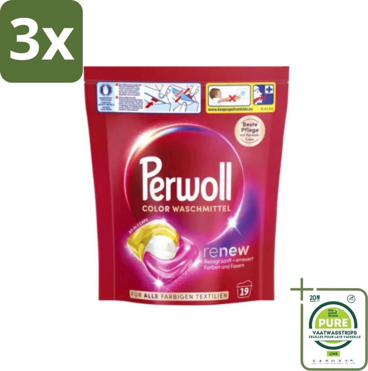 3 x Perwoll - Wasmachinecapsules - Lichte Was - 19 Wasbeurten - Grootverpakking - Wascapsules - Wasmiddel - Wasverzachter - Wasmachine - Wasmiddelen