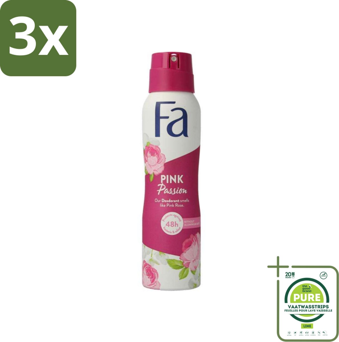 3 x FA - Pink Passion - Deodorant Spray - Roze Roos - 150 ml - Grootverpakking - Deodorant - Roze Roos - Fa - Langdurige Frisheid - Anti-Vlekken