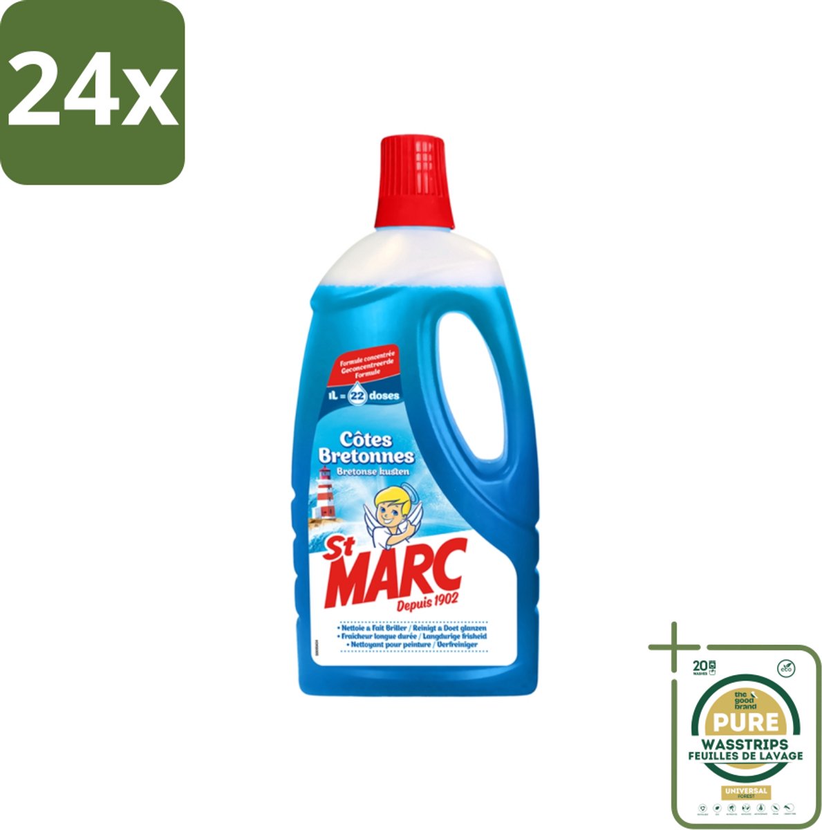 St. Marc - Allesreiniger - 22 Dossissen - 1L - Voordeelverpakking - 24 stuks - Ontvetter - Biologisch afbreekbaar
