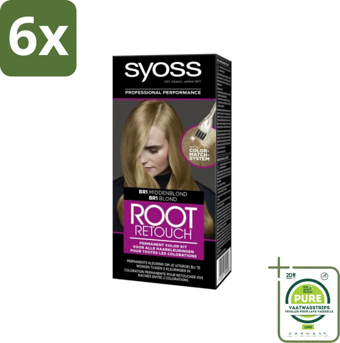 Syoss - Haarverf - Root Touch-up - BR1 Middenblond - 1 Haarkleuring - Voordeelverpakking - 6 stuks - Haarverf - Uitgroei