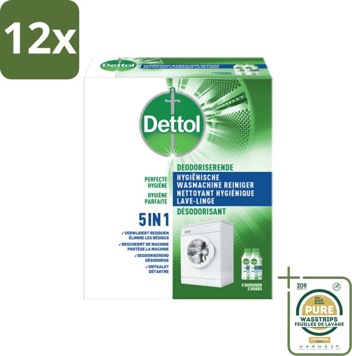 Dettol Wasmachine Reiniger Duo 500 ml - Voordeelverpakking - 12 stuks - Kalkaanslag verwijderen - Wasmachine onderhoud
