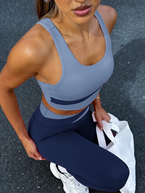 Currero Pilates Pak Dames - Yoga - Buttshaper - Gym - Fitness - Butt Lift - Bil Vergrotend - Heup Liftend - Yogakleding - Blauw + Blauw XXL — afbeelding 5