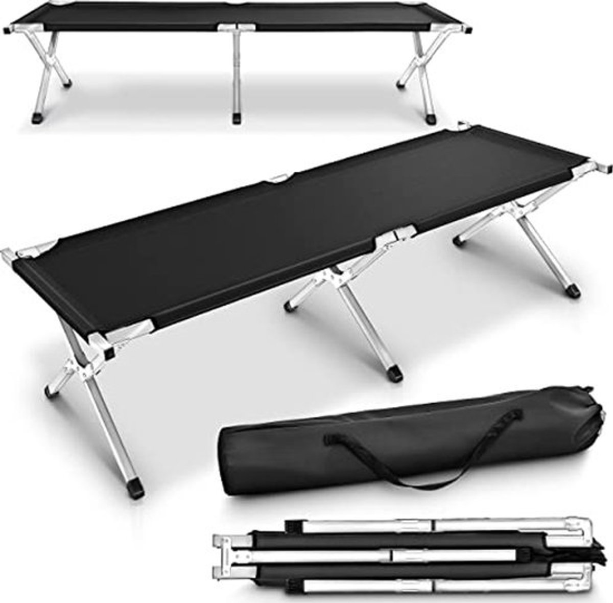 XXL Campingbed 210 x 90 cm - Veldbed Metalen Buis - Belastbaarheid 150kg