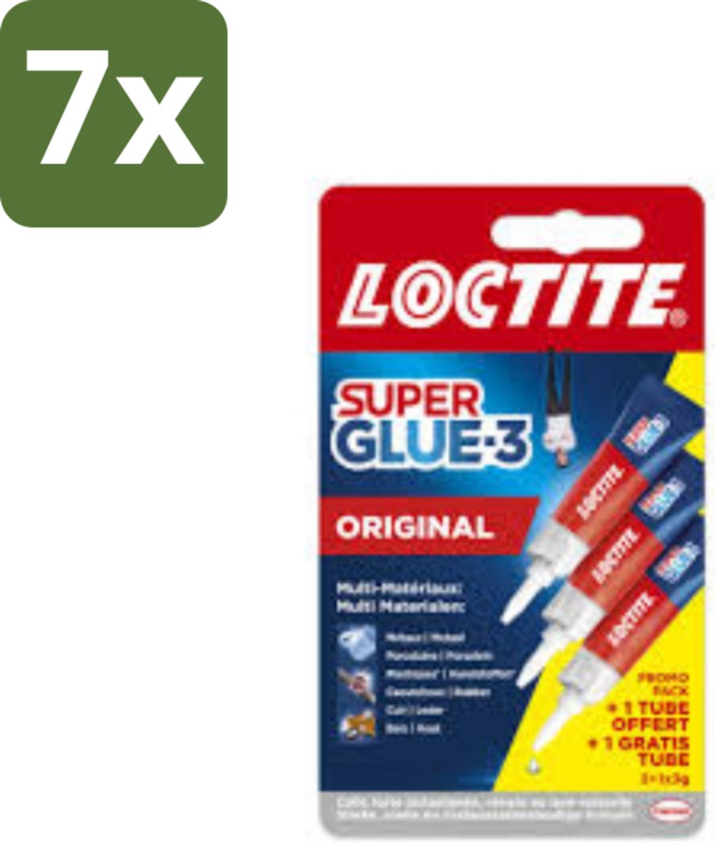 7 x Loctite - Secondelijm - Super Glue Universal - 3 Lijmtubes - Super Glue - Lijm - Hechting - Reparatie - Loctite