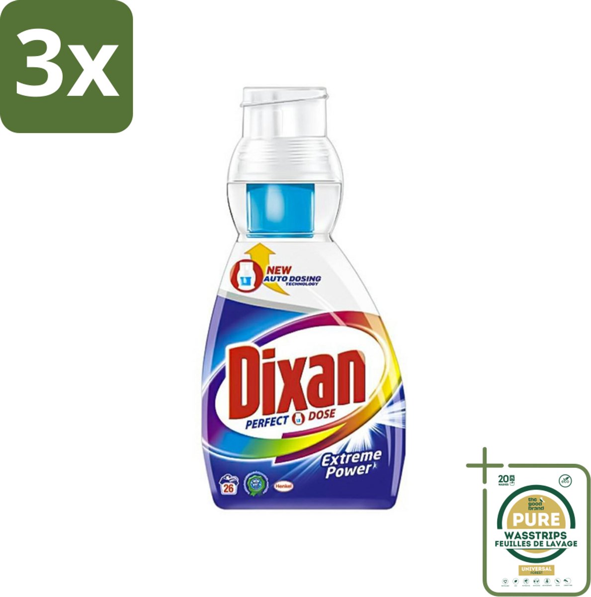 3 x Dixan Perfect Dose - Vlekkenkampioen - Extreme Power - Witte, Gekleurde & Zwarte Was - 26 Wasbeurten - Grootverpakking - Wasmiddel - Vlekkenverwijdering - Witte Was - Gekleurde Was - Zwarte Was