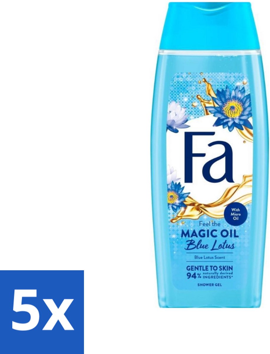 5 x Fa - Douchegel - Magische Olie - Blue Lotus Geur - 250 ml - Douchegel - Hydratatie - Huidverzorging - Zijdezachte Huid - Frisse Geur